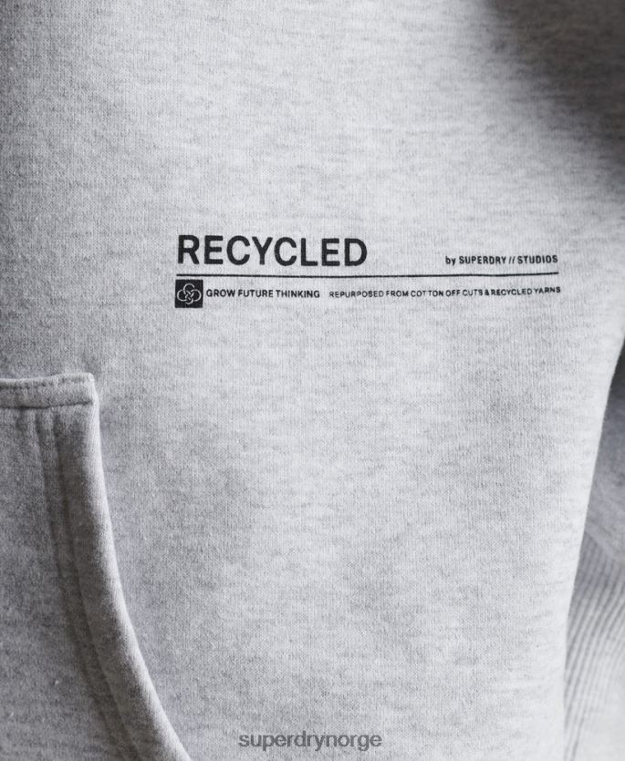 Superdry lysegrå klær 86P46D5834 resirkulert mikro mid hettegenser kvinner