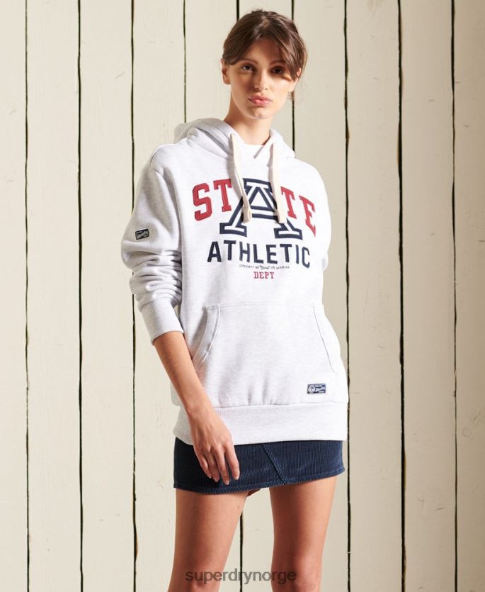 Superdry lysegrå klær 86P46D5846 oversized collegiate state hettegenser kvinner