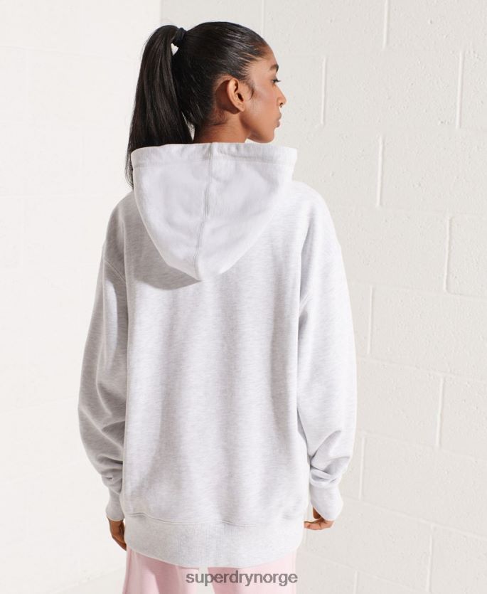 Superdry lysegrå klær 86P46D5852 essensiell oversized hettegenser i økologisk bomull kvinner