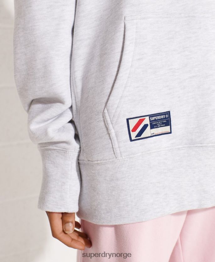 Superdry lysegrå klær 86P46D5852 essensiell oversized hettegenser i økologisk bomull kvinner