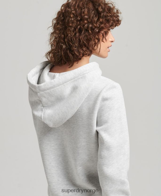Superdry lysegrå klær 86P46D5863 vintage logo narrativ rhinestone hettegenser kvinner