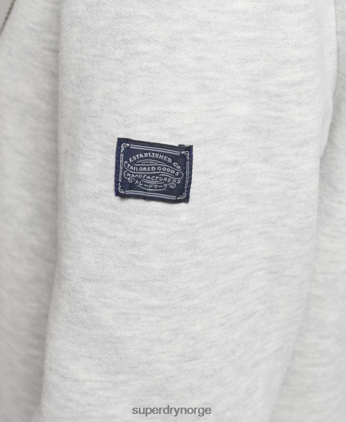 Superdry lysegrå klær 86P46D5863 vintage logo narrativ rhinestone hettegenser kvinner