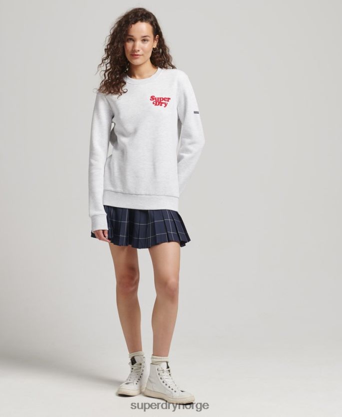 Superdry lysegrå klær 86P46D5870 cooper klassisk 70-talls logogenser kvinner