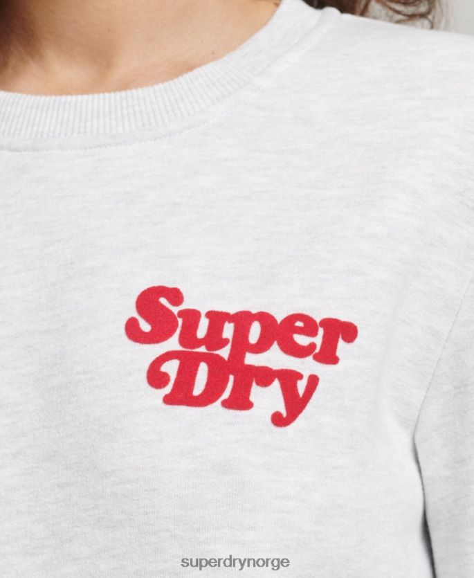 Superdry lysegrå klær 86P46D5870 cooper klassisk 70-talls logogenser kvinner