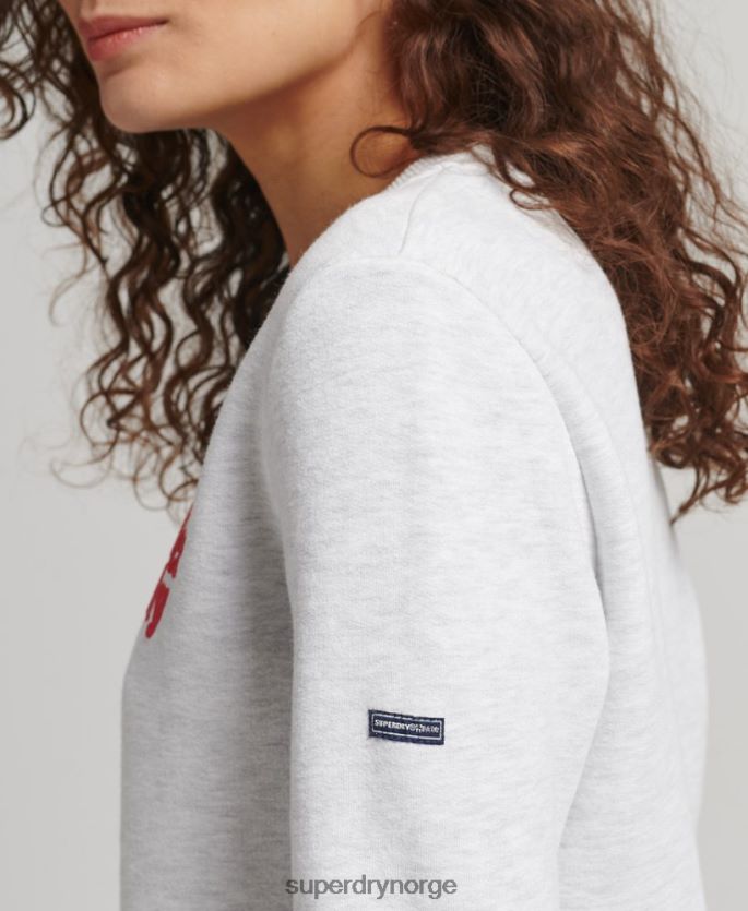 Superdry lysegrå klær 86P46D5870 cooper klassisk 70-talls logogenser kvinner