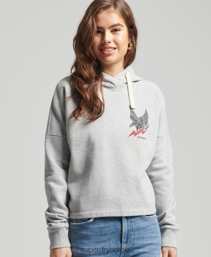 Superdry lysegrå klær 86P46D5890 vintage surf ranchero hettegenser kvinner