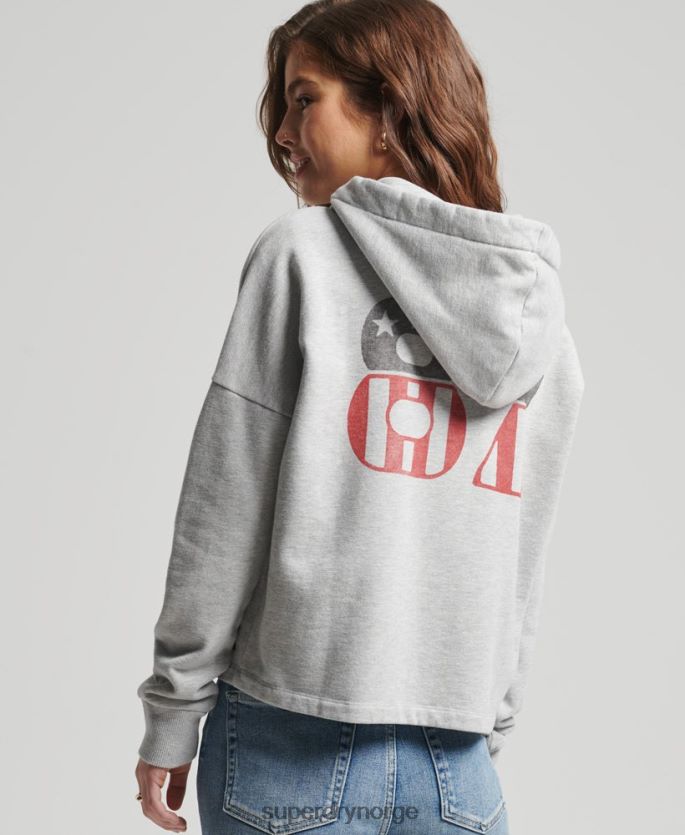 Superdry lysegrå klær 86P46D5890 vintage surf ranchero hettegenser kvinner