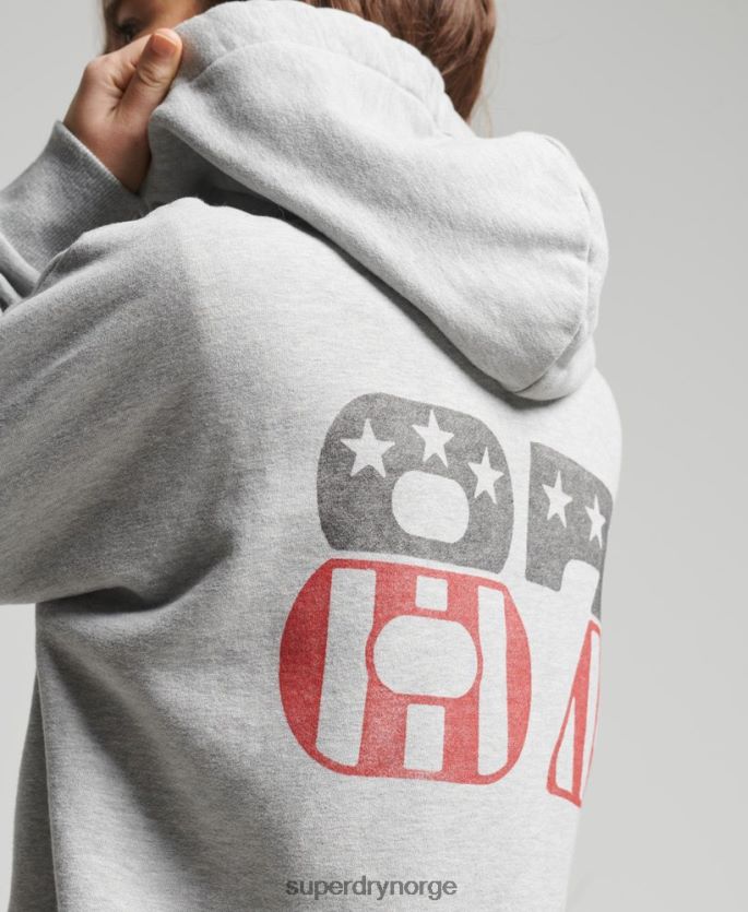 Superdry lysegrå klær 86P46D5890 vintage surf ranchero hettegenser kvinner