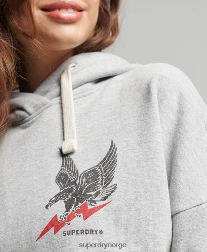 Superdry lysegrå klær 86P46D5890 vintage surf ranchero hettegenser kvinner