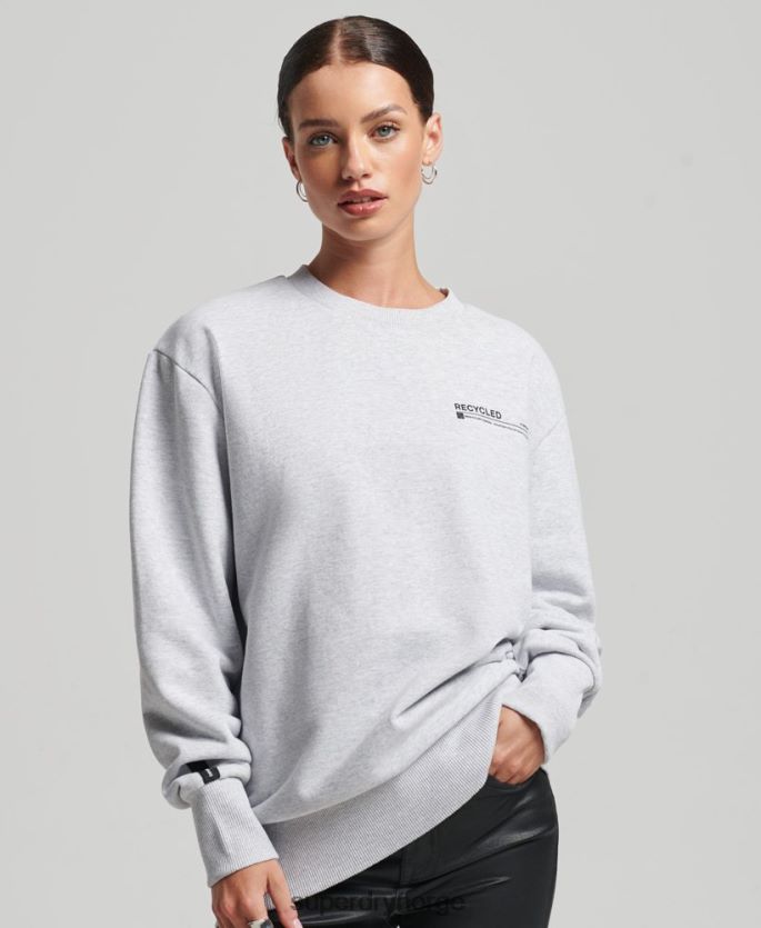 Superdry lysegrå klær 86P46D5901 resirkulert micro top crew sweatshirt kvinner