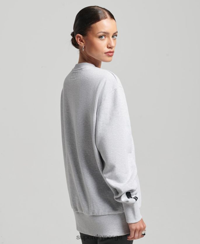 Superdry lysegrå klær 86P46D5901 resirkulert micro top crew sweatshirt kvinner