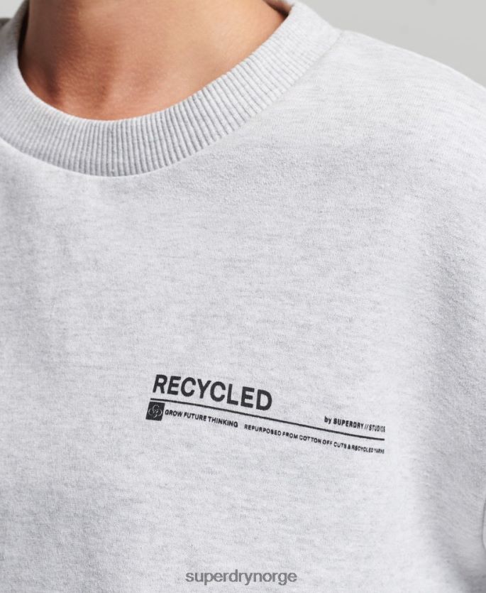 Superdry lysegrå klær 86P46D5901 resirkulert micro top crew sweatshirt kvinner