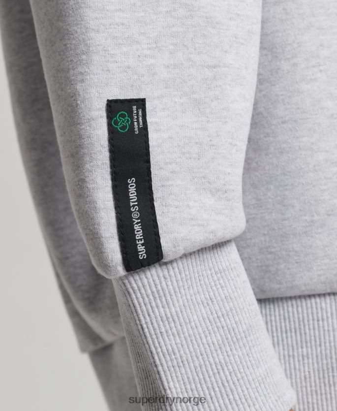 Superdry lysegrå klær 86P46D5901 resirkulert micro top crew sweatshirt kvinner