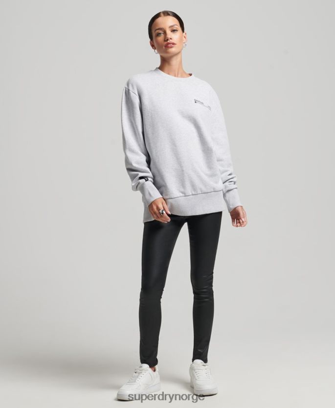 Superdry lysegrå klær 86P46D5901 resirkulert micro top crew sweatshirt kvinner