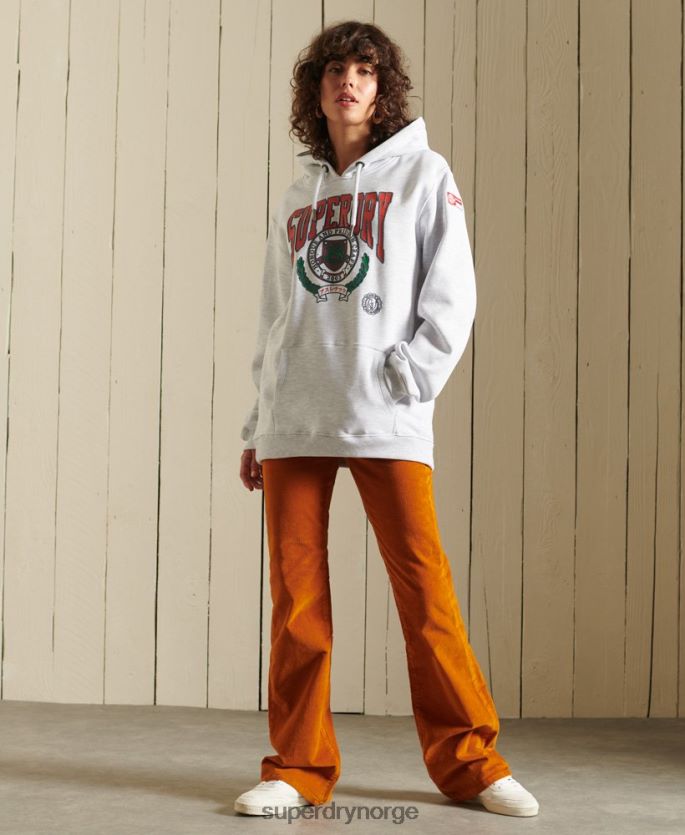 Superdry lysegrå klær 86P46D5956 boho graphic ana hettegenser kvinner
