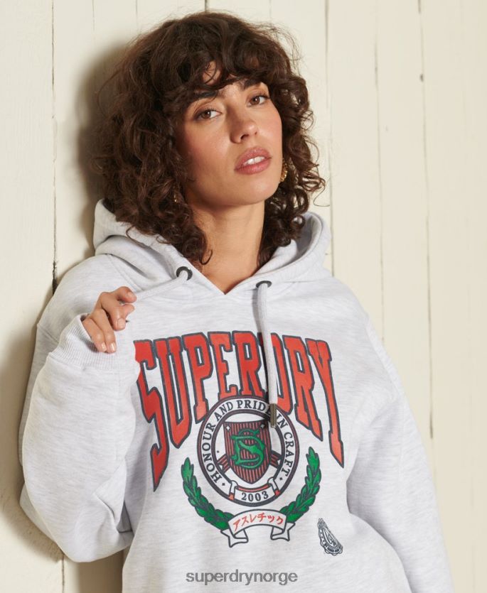 Superdry lysegrå klær 86P46D5956 boho graphic ana hettegenser kvinner