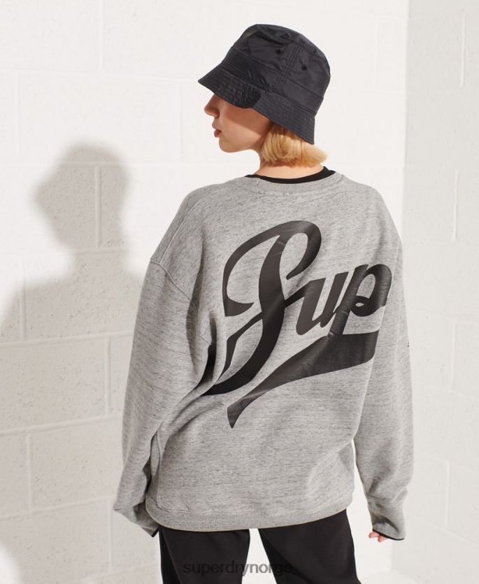 Superdry lysegrå klær 86P46D5966 strikeout oversized crew sweatshirt kvinner