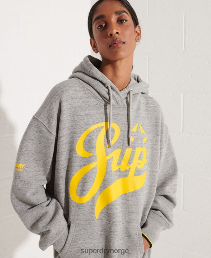 Superdry lysegrå klær 86P46D5976 strikeout oversized hettegenser kvinner