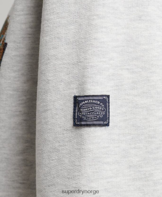 Superdry lysegrå klær 86P46D5982 vintage logo narrativ rhinestone crew sweatshirt kvinner