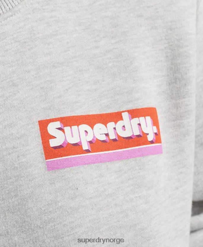 Superdry lysegrå klær 86P46D6028 genser med logo i eske kvinner