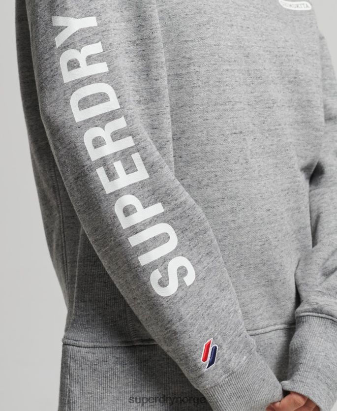 Superdry lysegrå klær 86P46D6041 college oversized genser med halv glidelås kvinner