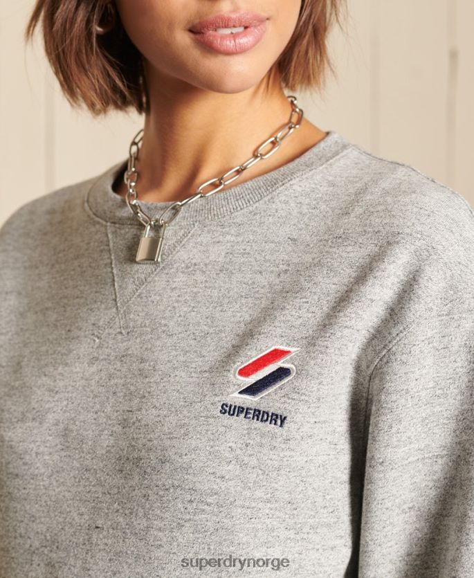 Superdry lysegrå klær 86P46D6046 essensiell oversized crew-genser kvinner