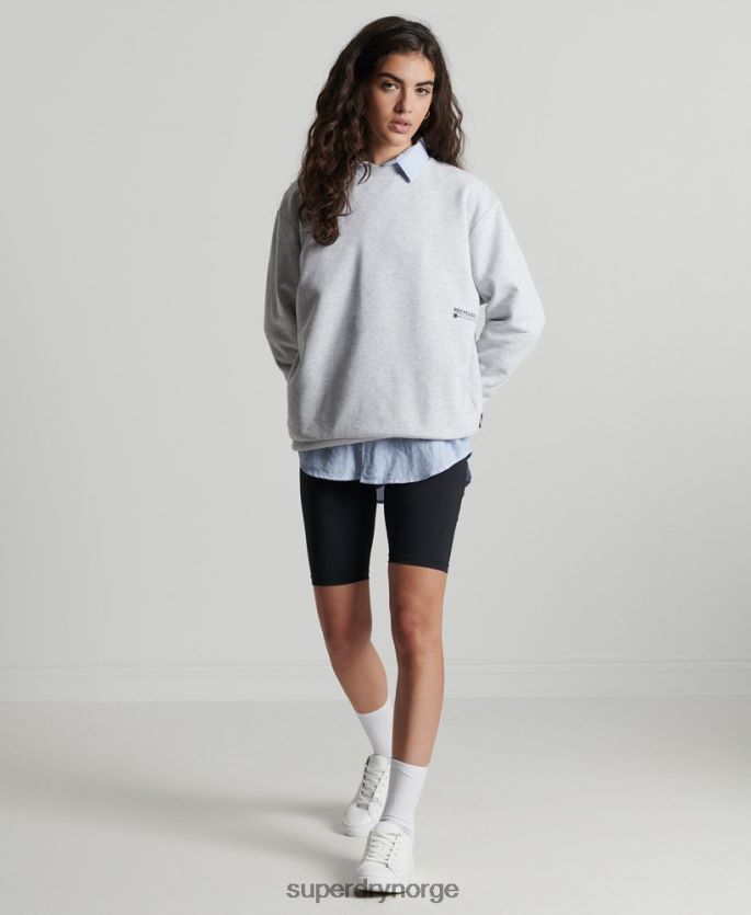 Superdry lysegrå klær 86P46D6062 resirkulert mikro mid crew sweatshirt kvinner