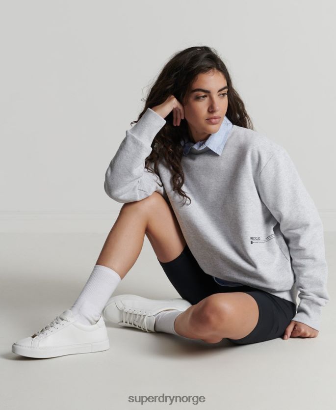 Superdry lysegrå klær 86P46D6062 resirkulert mikro mid crew sweatshirt kvinner