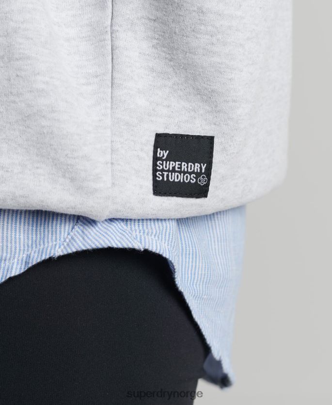 Superdry lysegrå klær 86P46D6062 resirkulert mikro mid crew sweatshirt kvinner
