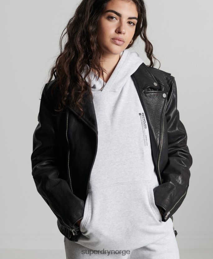 Superdry lysegrå klær 86P46D6064 resirkulert micro side hettegenser kvinner