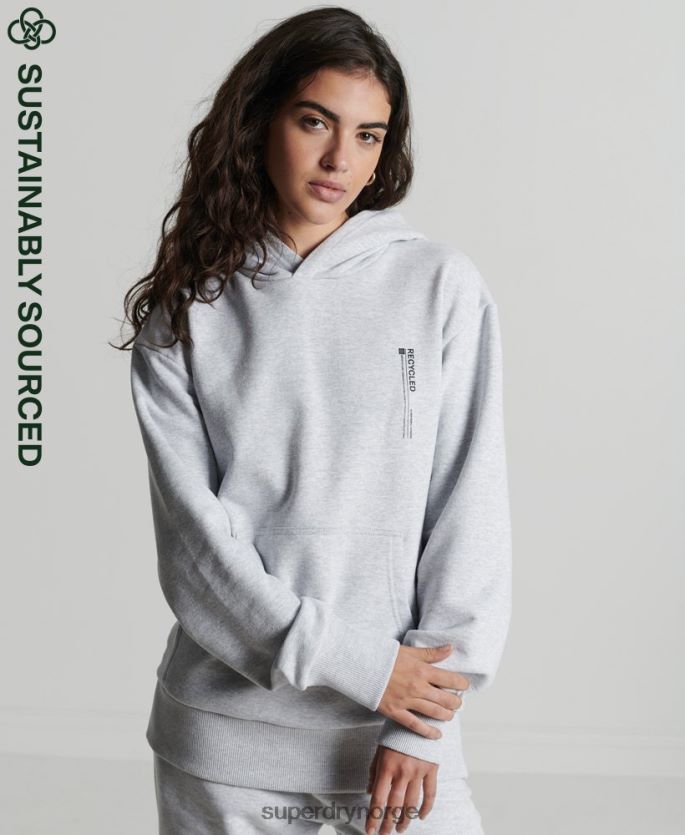 Superdry lysegrå klær 86P46D6064 resirkulert micro side hettegenser kvinner