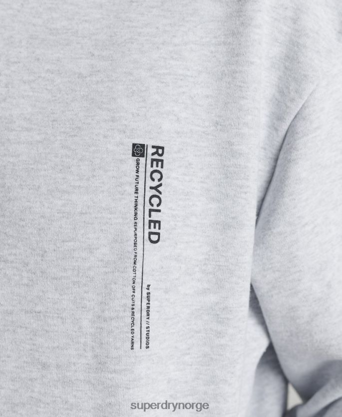 Superdry lysegrå klær 86P46D6064 resirkulert micro side hettegenser kvinner