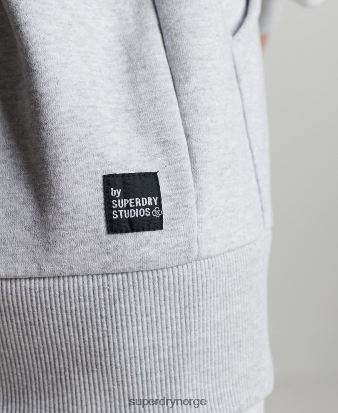 Superdry lysegrå klær 86P46D6064 resirkulert micro side hettegenser kvinner