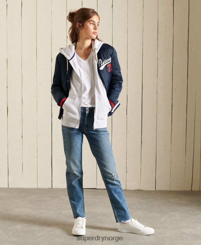 Superdry lysegrå klær 86P46D6085 friidrett hettegenser med glidelås kvinner