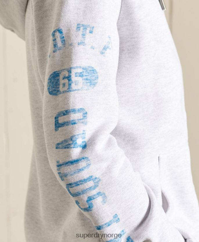Superdry lysegrå klær 86P46D6085 friidrett hettegenser med glidelås kvinner
