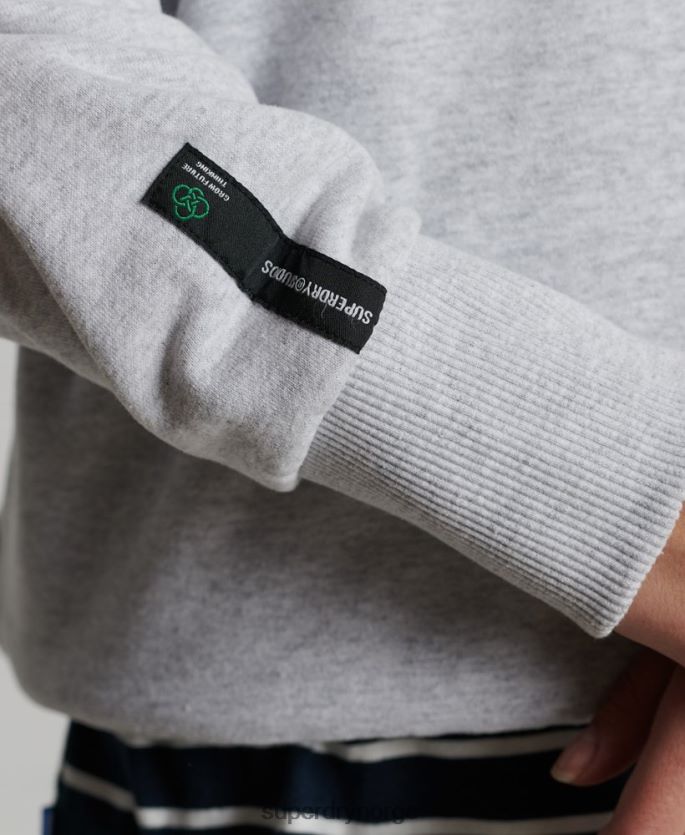 Superdry lysegrå klær 86P46D6089 resirkulert genser fra byens mannskap kvinner