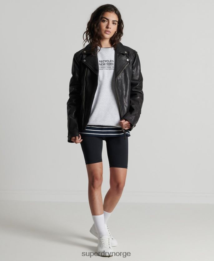 Superdry lysegrå klær 86P46D6089 resirkulert genser fra byens mannskap kvinner