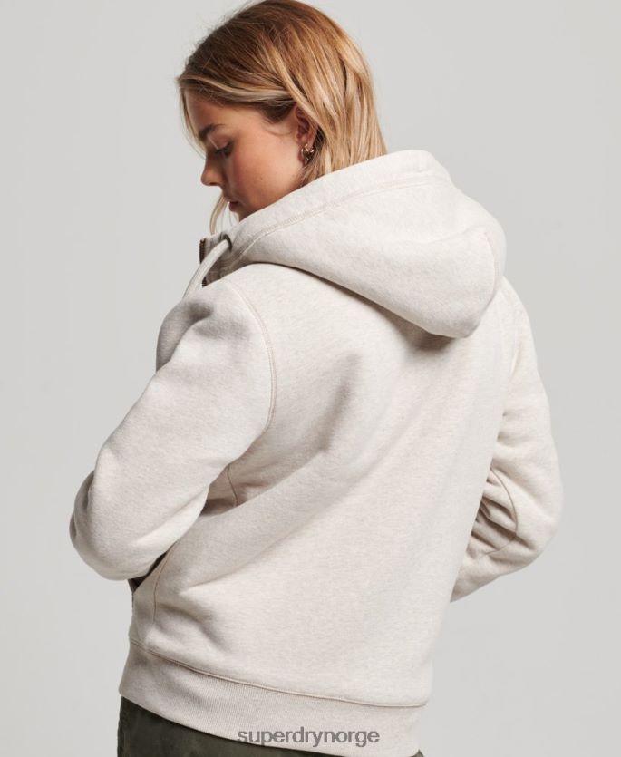 Superdry lysegrå klær 86P46D6093 økologisk bomull svart bjørn borg hettegenser med glidelås kvinner