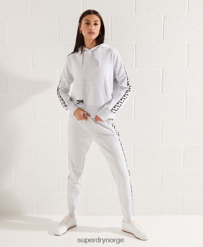 Superdry lysegrå klær 86P46D6147 kode logo tape crop hettegenser kvinner