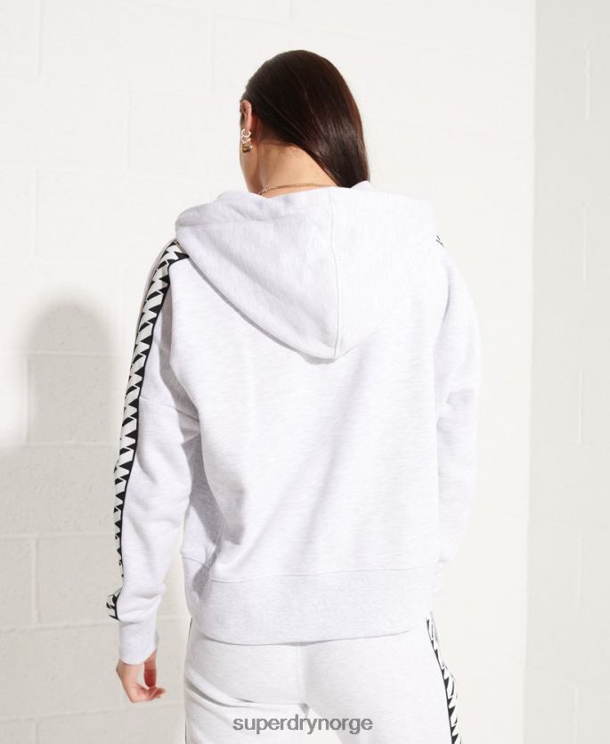 Superdry lysegrå klær 86P46D6147 kode logo tape crop hettegenser kvinner