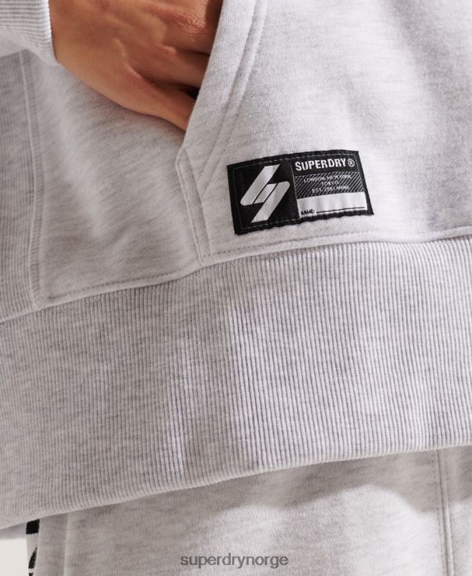 Superdry lysegrå klær 86P46D6147 kode logo tape crop hettegenser kvinner
