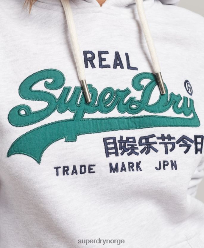 Superdry lysegrå klær 86P46D6152 vintage hettegenser med logo og arv kvinner