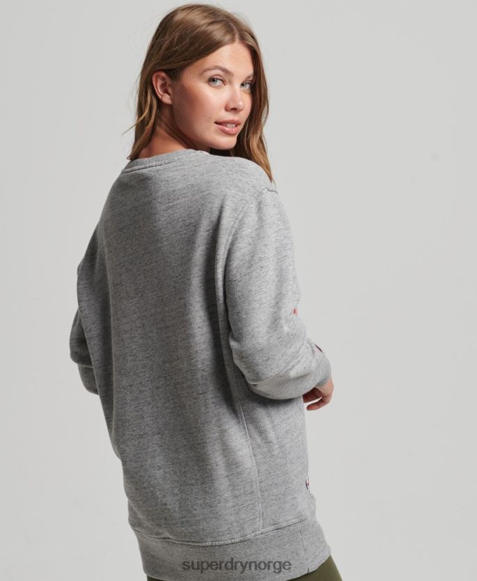 Superdry lysegrå klær 86P46D6163 college grafisk oversized crew sweatshirt kvinner
