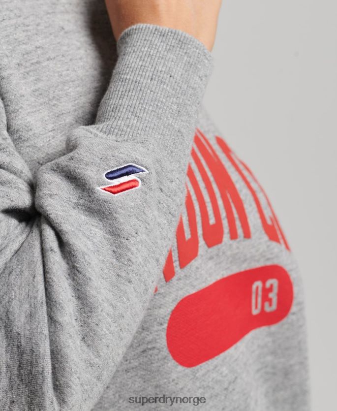 Superdry lysegrå klær 86P46D6163 college grafisk oversized crew sweatshirt kvinner