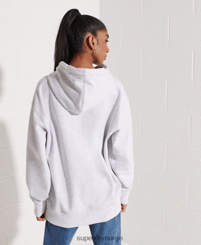 Superdry lysegrå klær 86P46D6174 kode logo chenille oversized hettegenser kvinner