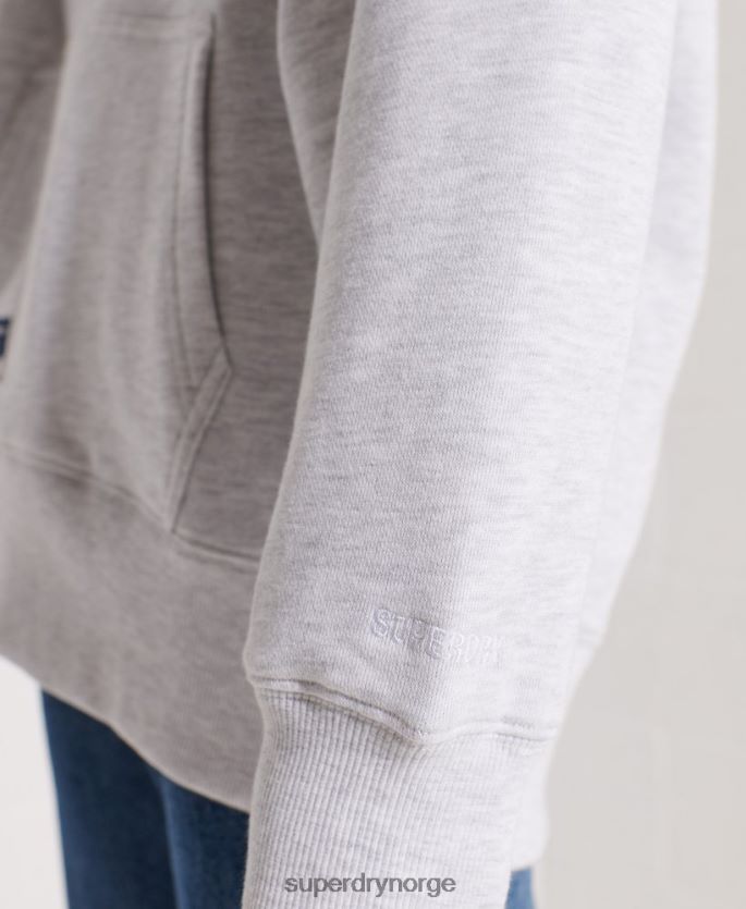 Superdry lysegrå klær 86P46D6174 kode logo chenille oversized hettegenser kvinner