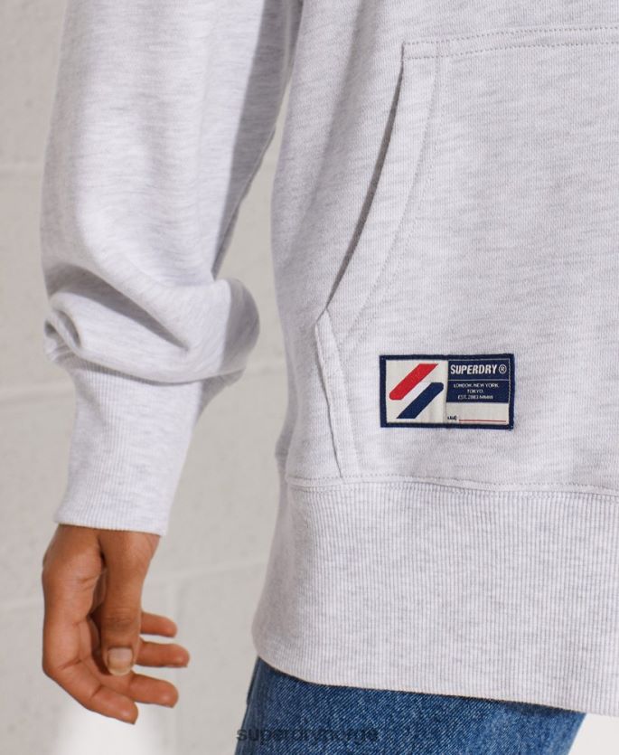 Superdry lysegrå klær 86P46D6174 kode logo chenille oversized hettegenser kvinner