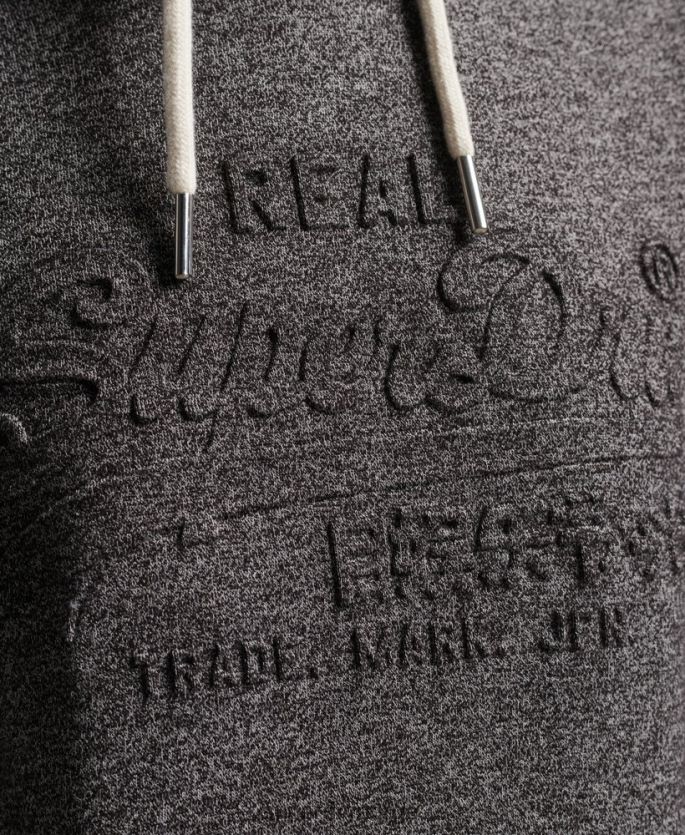 Superdry mørk grå klær 86P46D3285 hettegenser med preget grafisk logo kvinner