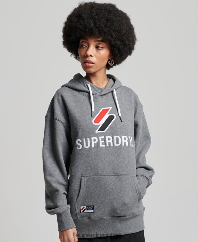 Superdry mørk grå klær 86P46D3390 applikasjon oversized hettegenser kvinner