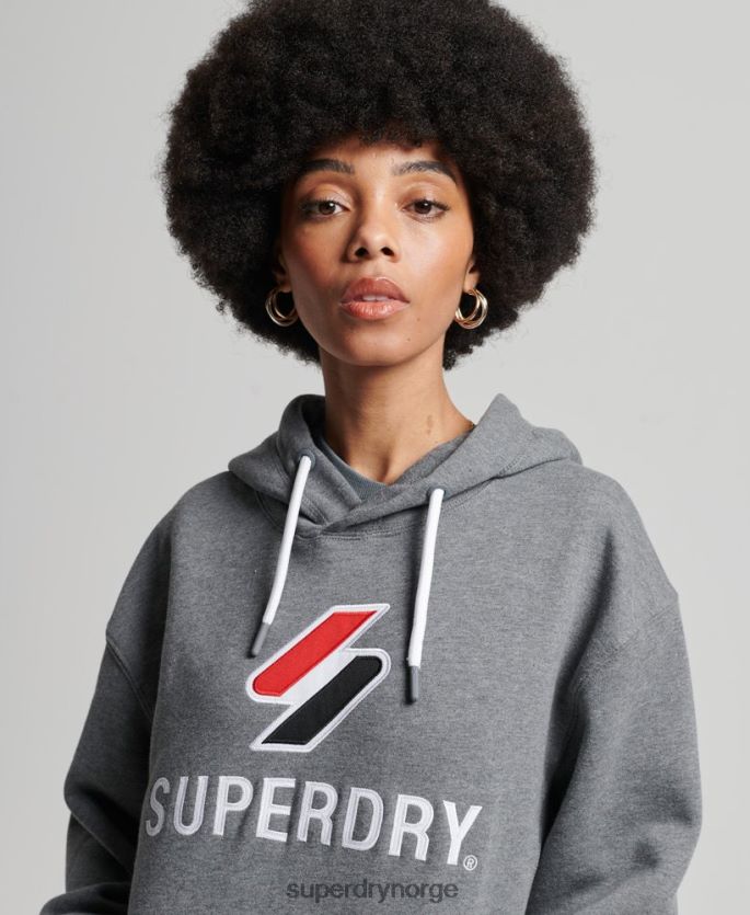 Superdry mørk grå klær 86P46D3390 applikasjon oversized hettegenser kvinner